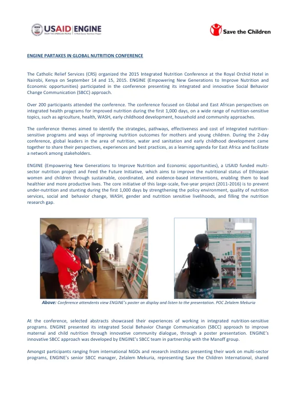 ENGINE Participates in Global Nutrition Conference
