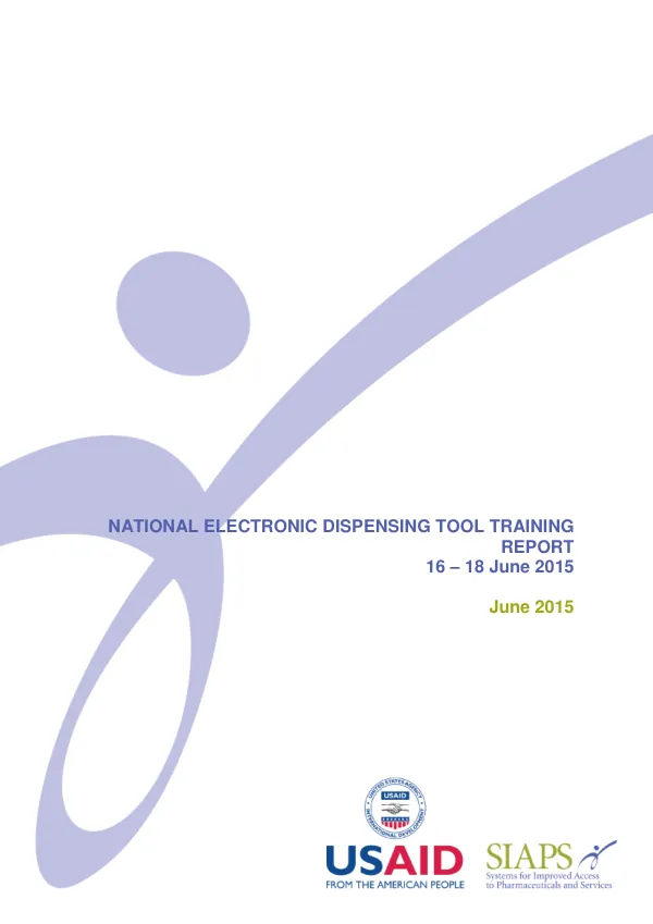 National Electronic Dispensing Tool Training Report, June 2015