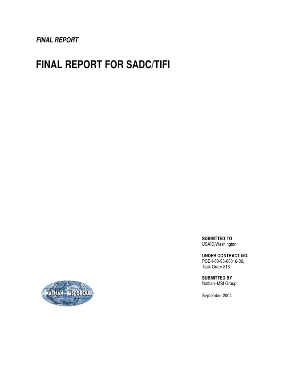 Final report for SADC/TIFI