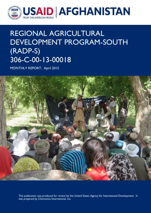 Regional Agricultural Development Program-South April 2015 Monthly Report