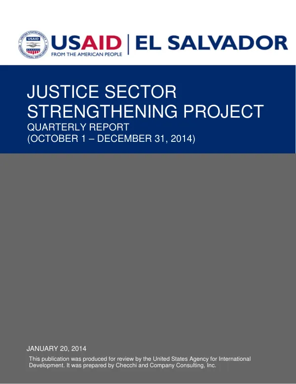 Justice Sector Strengthening Project Quarterly Report (October 1 – December 31, 2014)