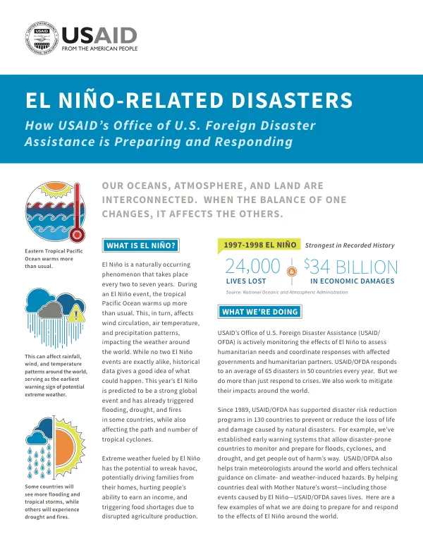 USAID’s Office of U.S. Foreign Disaster Assistance is Preparing and Responding to El Niño-Related Disasters