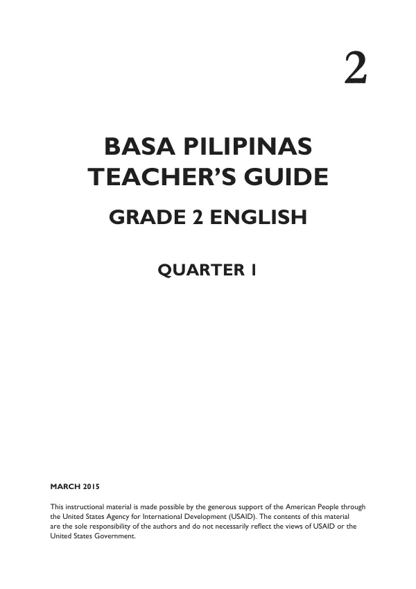 Teacher’s Guide for Grade 2 English Quarter 1