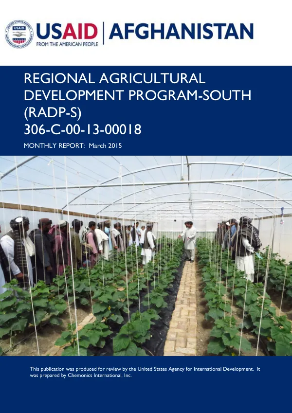 Regional Agricultural Development Program-South March 2015 Monthly Report