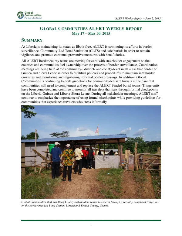 ALERT Weekly Report – June 2, 2015
