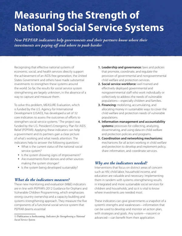 Measuring the Strength of National Social Service Systems