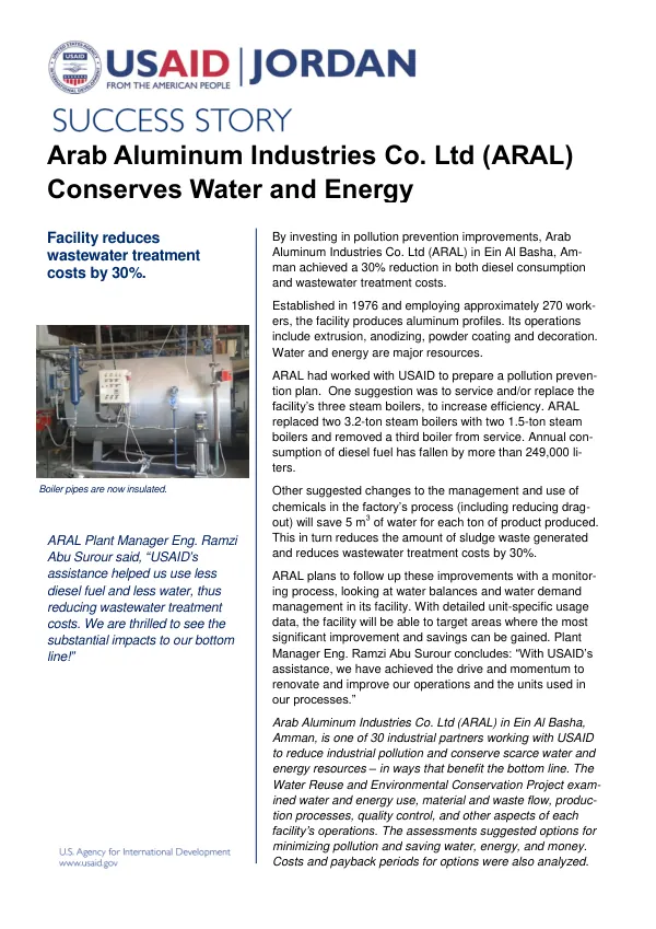 USAID's Assistance Helps ARAL Conserve Water and Energy