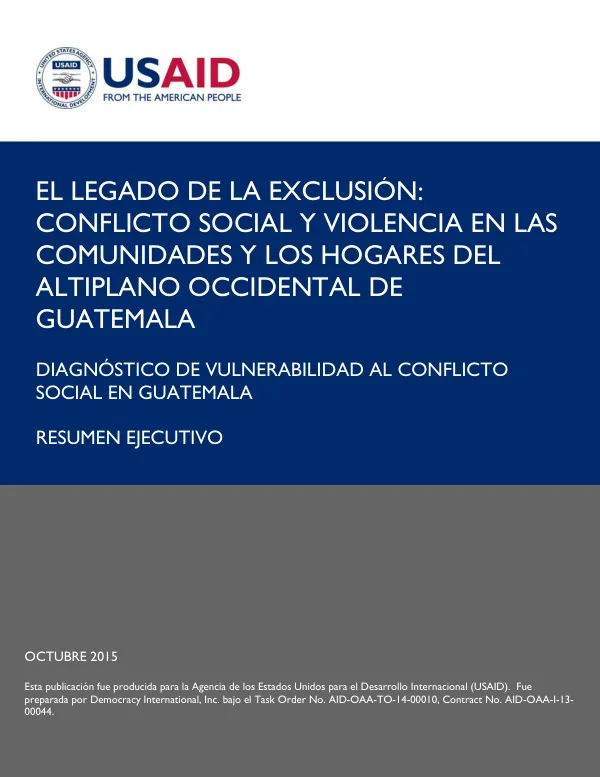 Diagnóstico de Vulnerabilidad al Conflicto Social en Guatemala – Resumen Ejecutivo