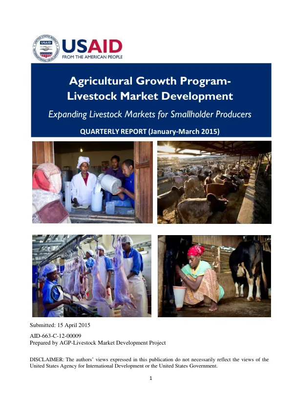 Quarterly Report: Agricultural Growth Program-Livestock Market Development (January-March 2015)