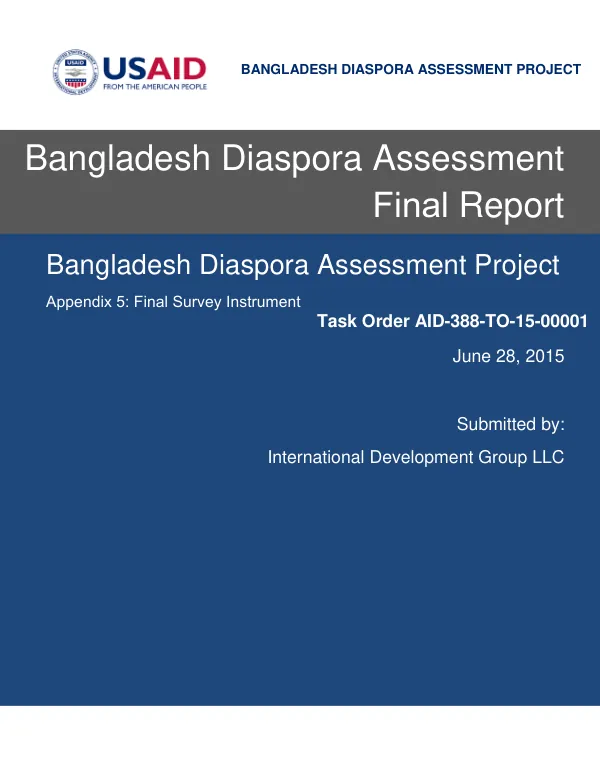 Bangladesh Diaspora Assessment Project Final Report