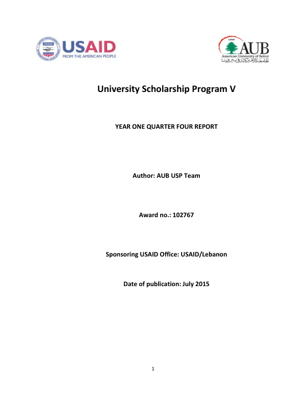 University Scholarship Program V Year One Quarter Four Report