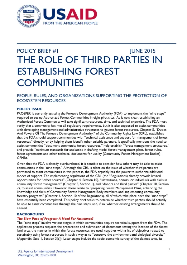 The Role of Third Parties in Establishing Forest Communities