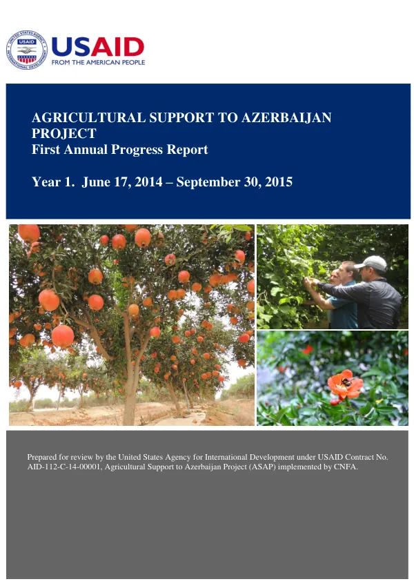 Agricultural Support to Azerbaijan Project (ASAP) First Annual Progress Report