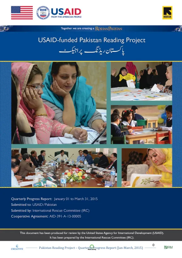 Pakistan Reading Project – Quarterly Progress Report (Jan-March, 2015)