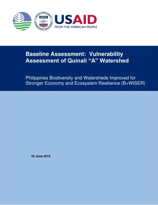 Vulnerability Assessment of the Quinali “A” Watershed in Albay, Philippines