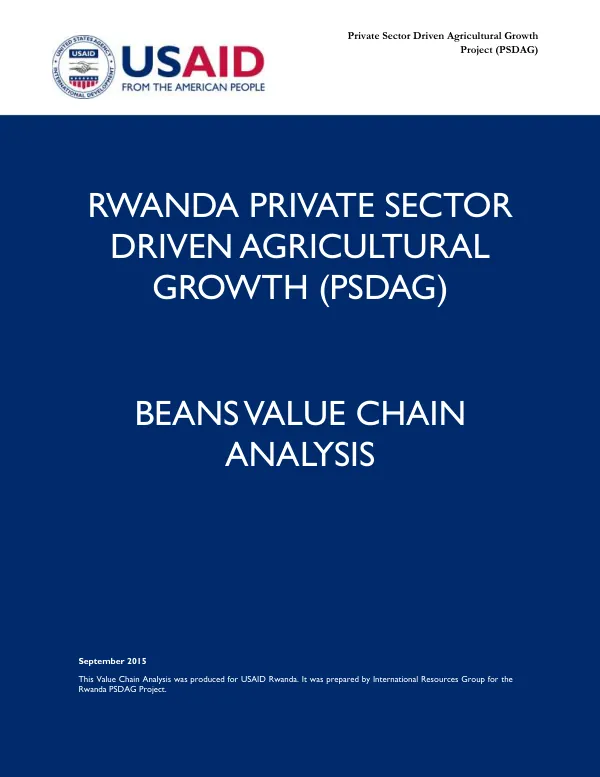 Private Sector Driven Agricultural Growth Project (PSDAG) Beans Value Chain Analysis