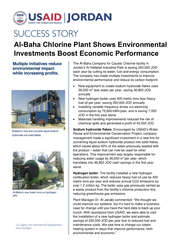 Environmental Investments Boost Economic Performance at Al-Baha Chlorine Plant