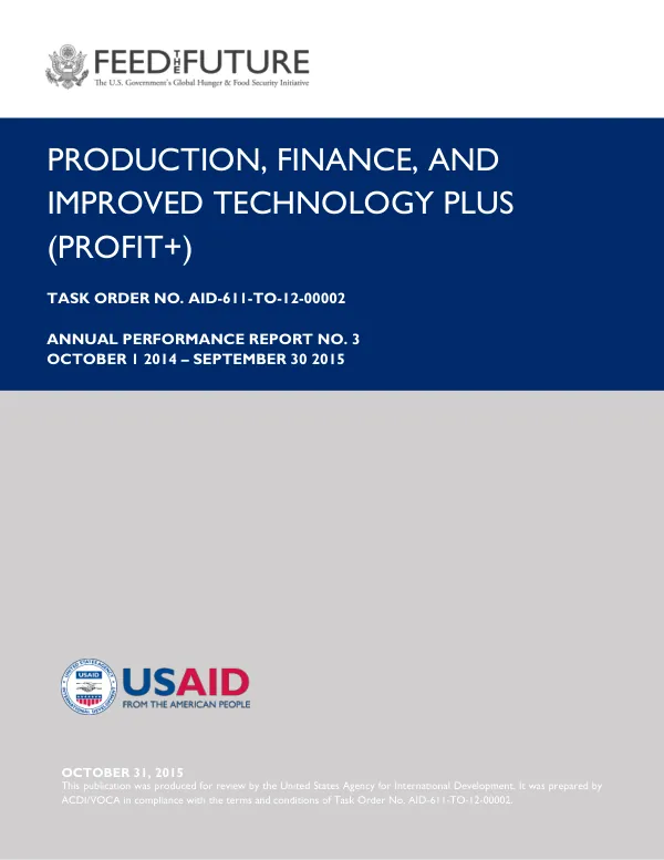 Annual Performance Report No.3: Production, Finance, and Improved Technology Plus (PROFIT+) Project in Zambia