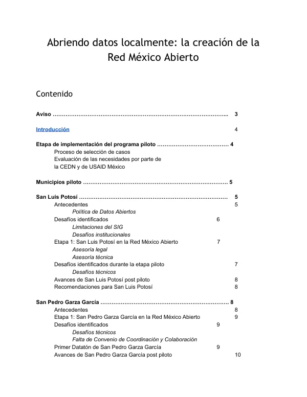 Final Report: Red México Abierto Program Pilot