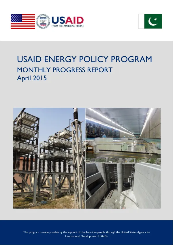 USAID Energy Policy Program Monthly Progress Report April 2015