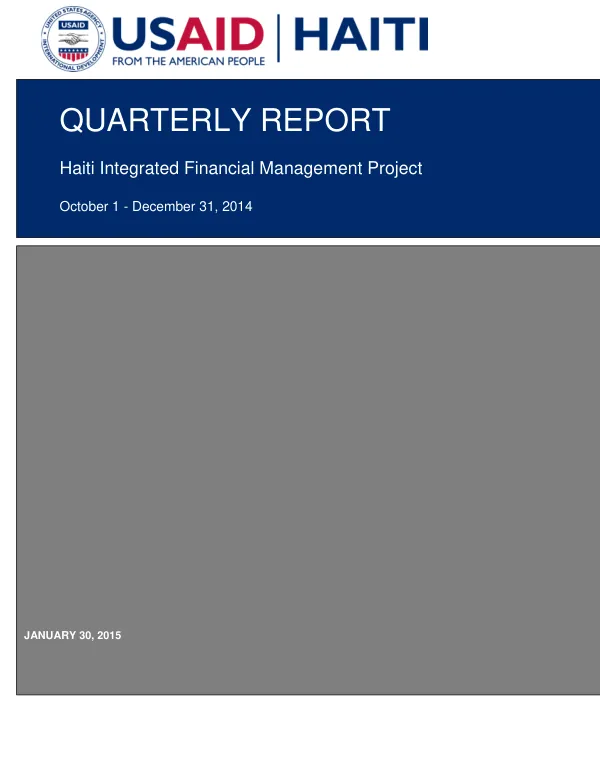 Quarterly Report: Haiti Integrated Financial Management Project