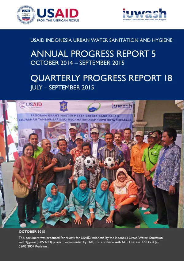 USAID Indonesia Urban Water Sanitation and Hygiene Annual Progress Report 5