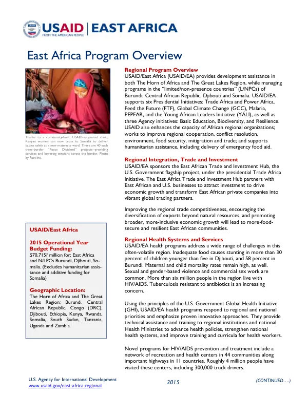 Regional Program Overview: USAID/East Africa