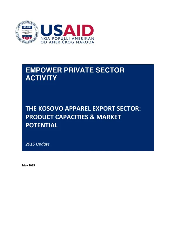 The Kosovo Apparel Export Sector: Product Capacities & Market Potential