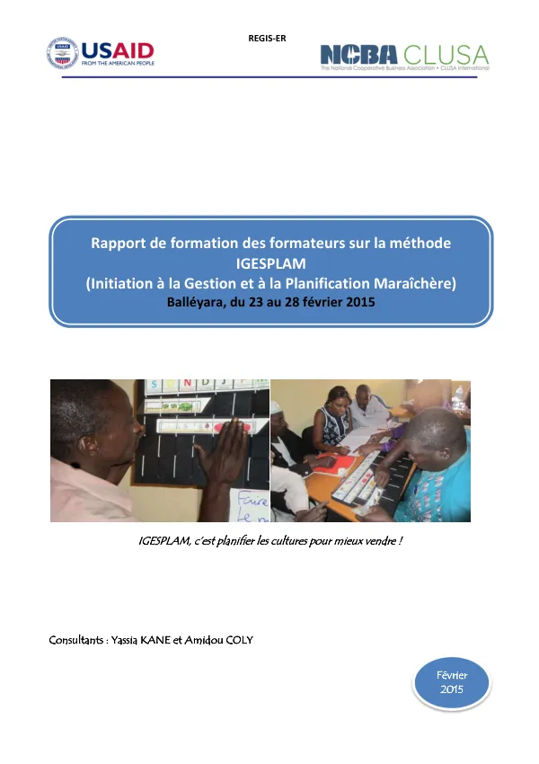 Rapport de formation IGESPLAM