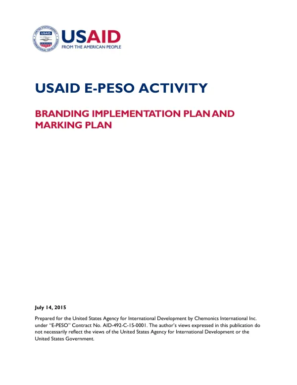 USAID E-PESO Branding Implementation Plan and Marking Plan
