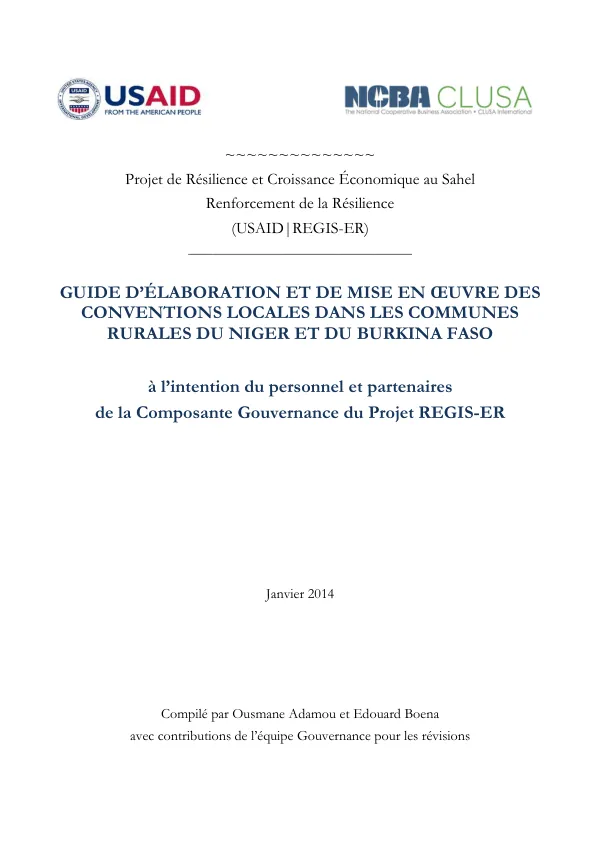 Guide d'élaboration et de mise en œuvre des Conventions Locales dans les Communes Rurales du Niger et du Burkina Faso
