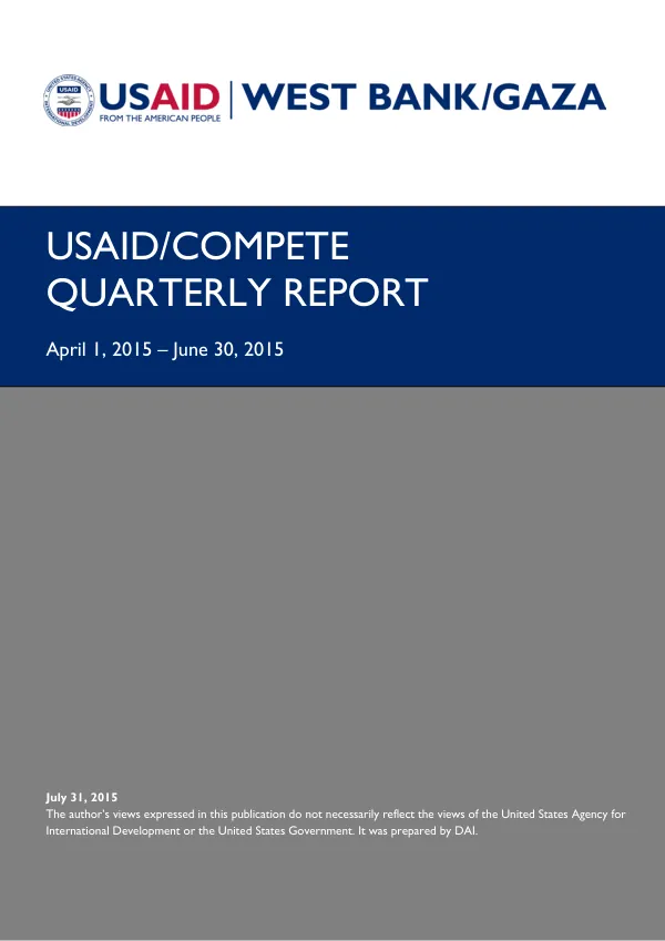 USAID/Compete Quarterly Report, April 1 – June 30, 2015