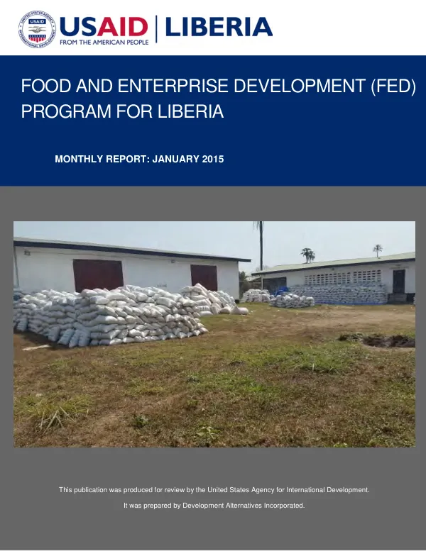 USAID Food and Enterprise Development Program for Liberia Monthly Report, January 2015