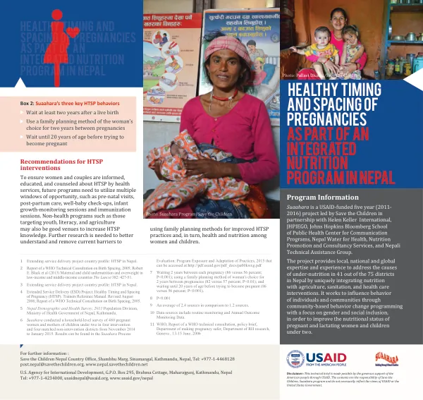 Healthy Timing and Spacing of Pregnancies as part of an Integrated Nutrition Program in Nepal