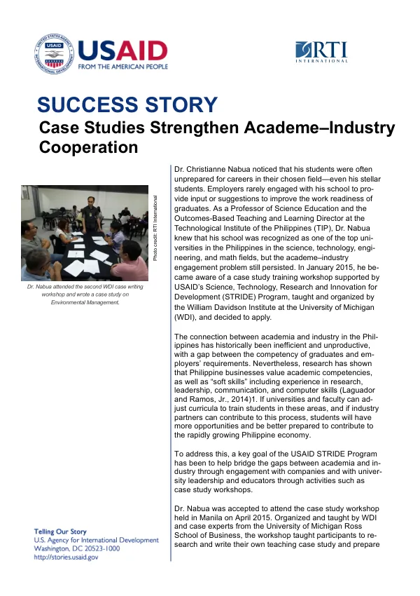 Case Studies Strengthen Academe–Industry Cooperation