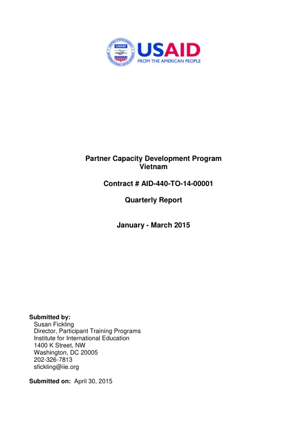 Partner Capacity Development Program Vietnam Quarterly Report January - March 2015