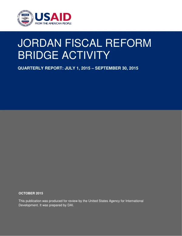Jordan Fiscal Reform Bridge Activity Quarterly Report (July-September 2015)
