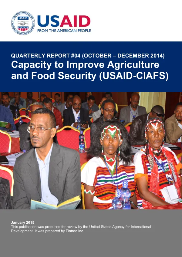 Quarterly Report #04 (October – December 2014): Capacity to Improve Agriculture and Food Security (USAID-CIAFS)
