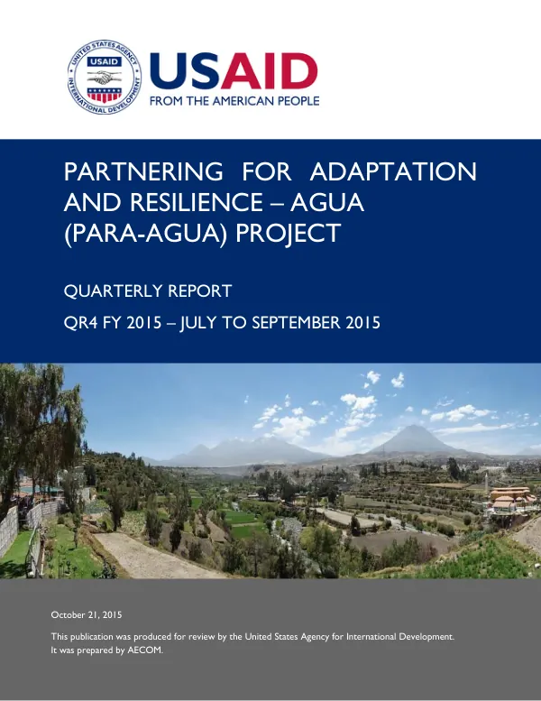 Partnering for Adaptation and Resilience – Agua (PARA-Agua) Project Quarterly Report (Year 2, Quarter 4)