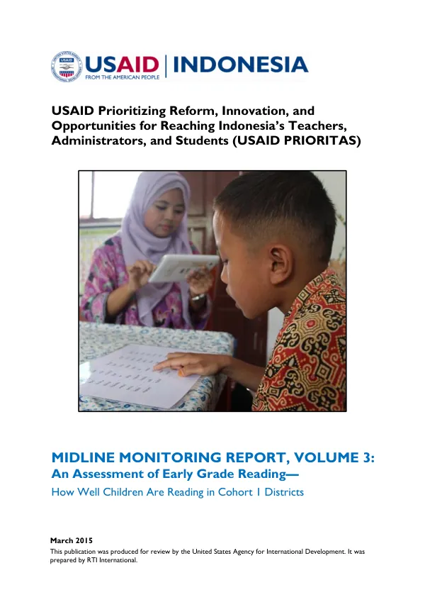 Midline Monitoring Report, Volume 3: An Assessment of Early Grade Reading—How Well Children Are Reading in Cohort 1 Districts