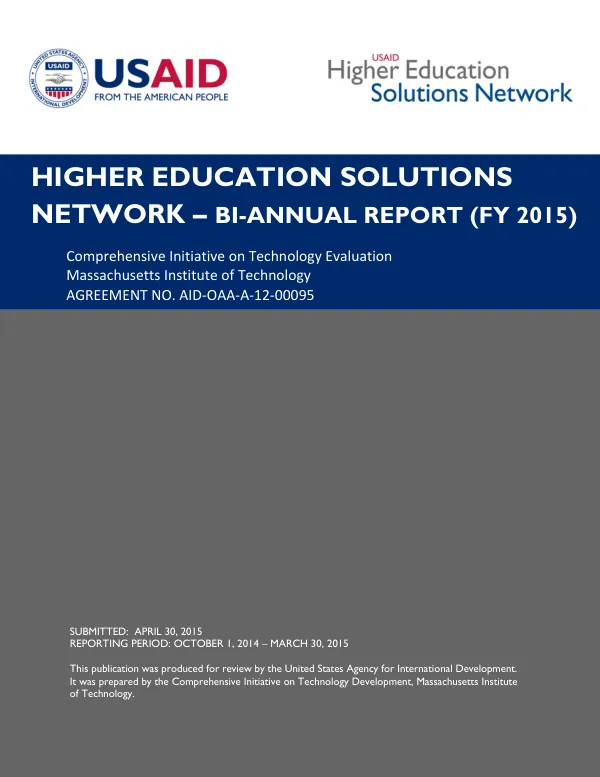 Higher Education Solutions Network – Bi-Annual Report (FY 2015)