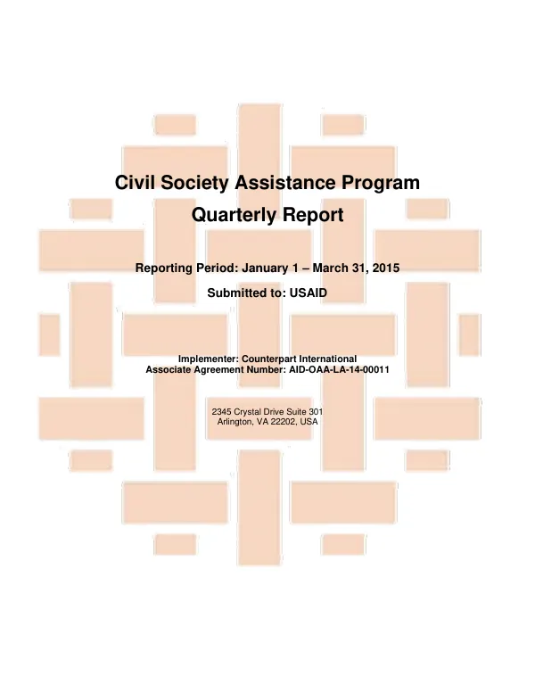 Civil Society Assistance Program Quarterly Report 2, January, 2015 – March, 2015