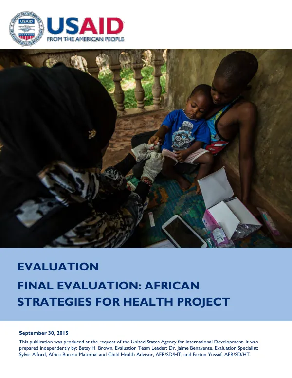 Final Evaluation: African Strategies for Health Project