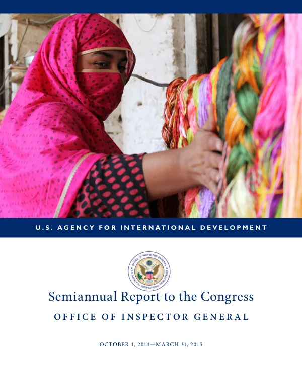USAID OIG Semiannual Report to the Congress: October 1, 2014 - March 31, 2015