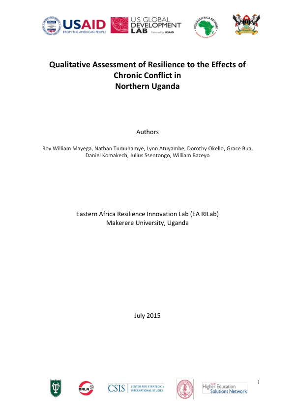 Qualitative Assessment of Resilience to the Effects of Chronic Conflict in Northern Uganda