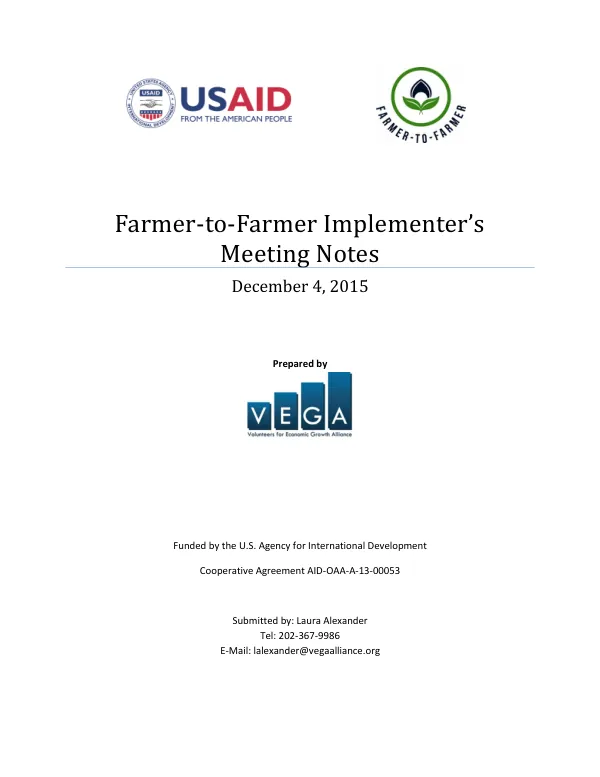 Farmer-to-Farmer Implementer’s Meeting Notes