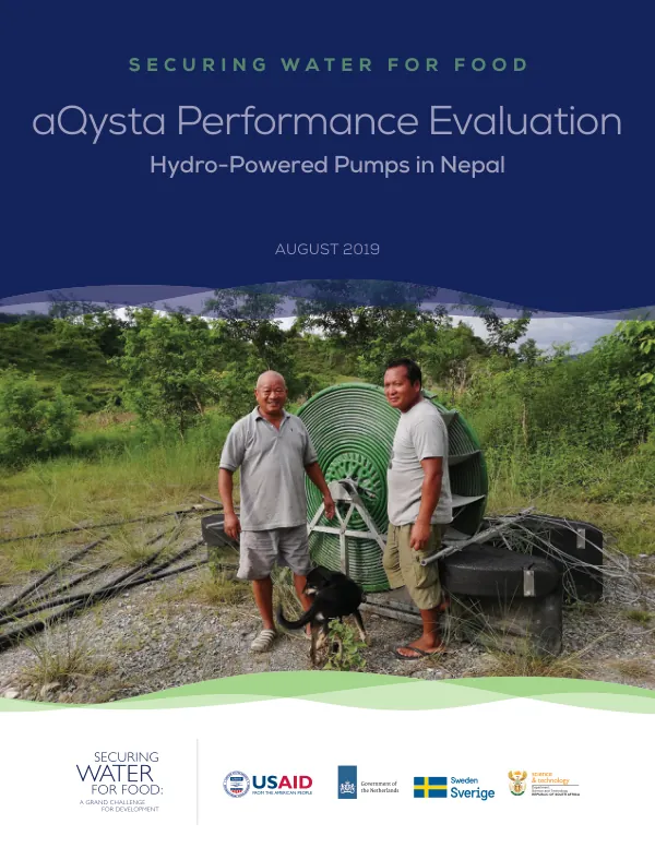 aQysta performance evaluation : hydro-powered pumps in Nepal