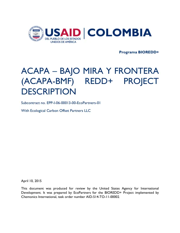 ACAPA – Bajo Mira y Frontera (ACAPA-BMF) REDD+ Project