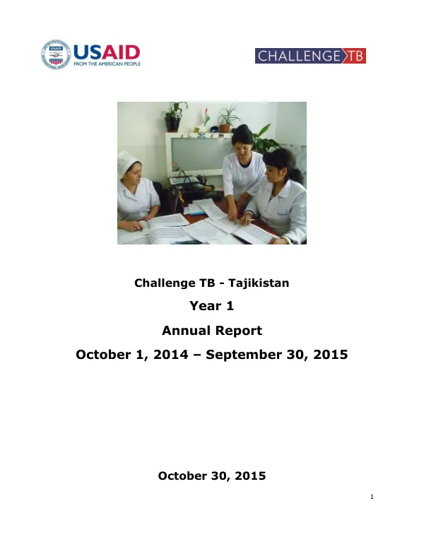 Annual Report: Challenge TB - Tajikistan Year 1