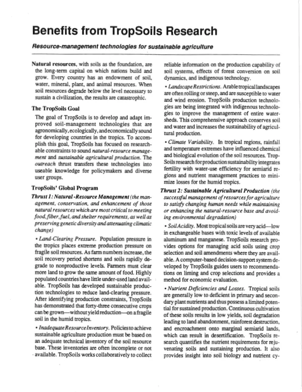 Resource-management technologies for sustainable agriculture